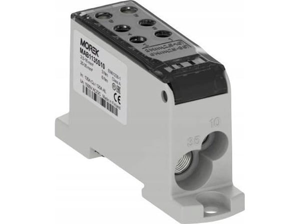 MOREK Jakelu - kytkentäblokki OJL135A musta AL/CU in:1x2.5-35mm2 /1x2.5-10mm2 out: 4x2.5-16mm2/2x2.5-10mm2 1000V MAB1135S10