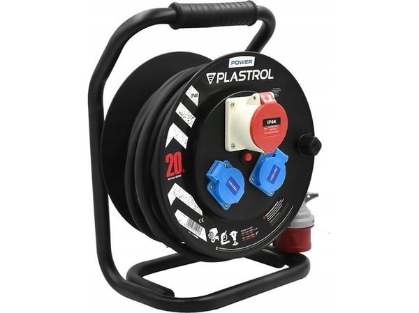 Plastrol CEE-kelan jatkojohto 1x16A/5P + 2 pistorasiaa z/u 20m /H07RN-F 5x1,5/ IP44