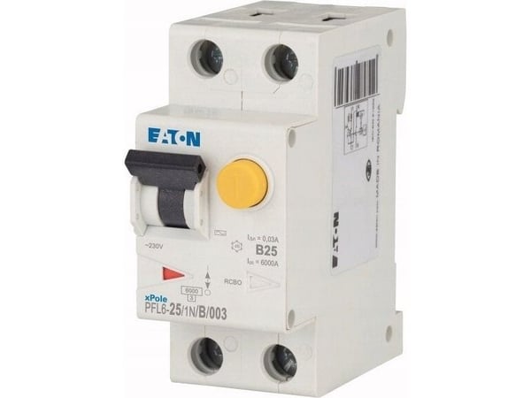 Eaton jordfelsbrytare 2P 25A B 0,03A typ AC 6kA PFL6-25/1N/B/003 286433