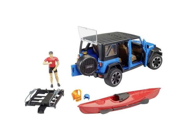 Bruder Jeep Wrangler Rubicon Unlimited med kajakk og figur, modellkjøretøy