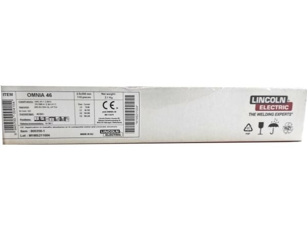 Lincoln Electric RUTILO ELECTRIC 2.5 mm 350 mm 2.1kg OMNIA 46 LINCOLN ELECTRIC LINCOLN ELECTRIC
