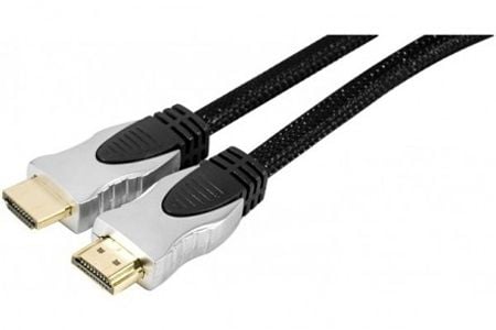 Nopea HDMI-kaapeli Ethernetillä, korkealaatuinen, kullattu, HDMI St. A / St. A, punottu vaippa, musta, 5,0 m, visuaalisesti miellyttävä punottu vai...