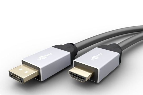 goobay - Adapterkabel - DisplayPort hann til HDMI hann - 1 m - dobbeltisolert - rund, 4K-støtte