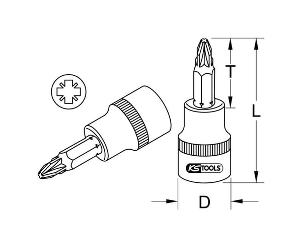 KS Tools 911.3881, Stikkontakt, 3/8", Metrisk, 1 hoder, Kromvanadiumstål, PZ1