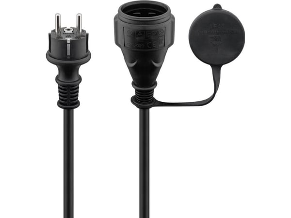 goobay - Virtajohto - CEE 7/4 (R) suojakansi CEE 7/4 (P) - 230 V - 16 A - 25 m - musta