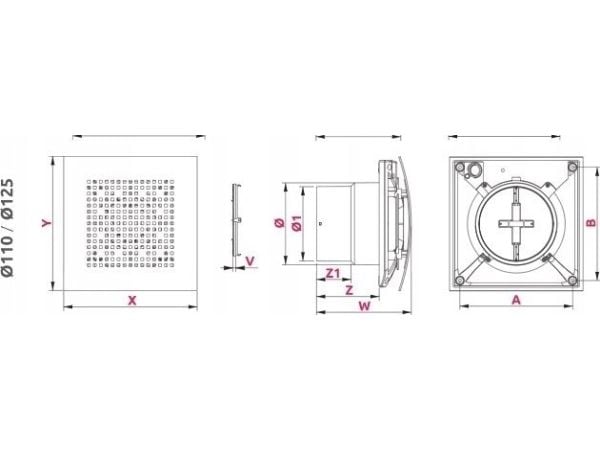 Awenta Pulsar WPAB110ZT baderomsventilator Ø100 mm 110 m³/h 9W 230V med tidsbryter og tilbakeslagsventil hvit