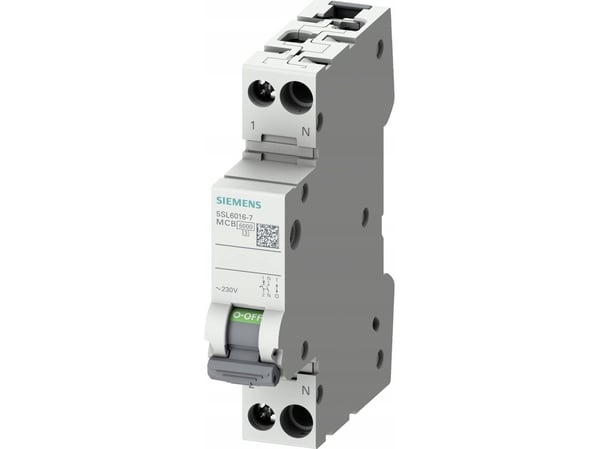 Siemens jordfels-/felströmsskydd C4 6kA 1+N 1-pol/1-modul 5SL6004-7