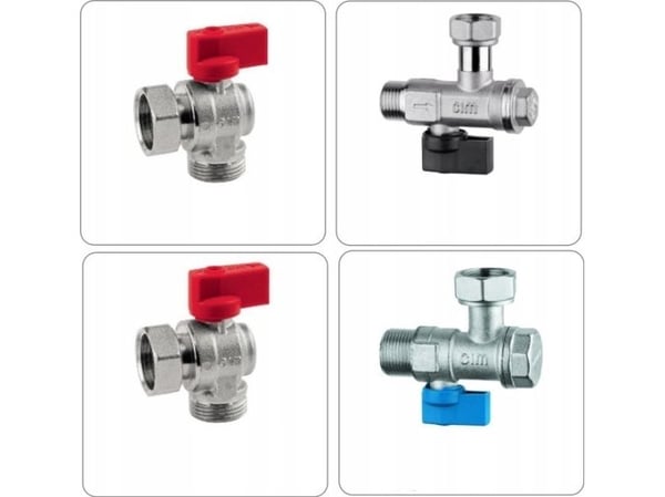 Top-Therm universal sett med vinkelventiler til gasskjeler m. filter (2 stk 1/2" + 2 stk 3/4")