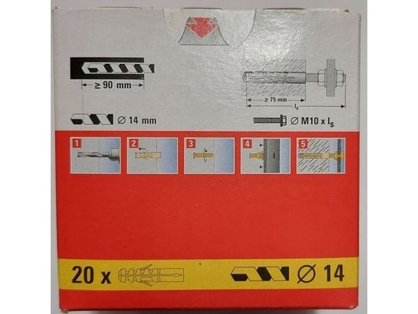 Fischer 50154, Veggplugg, Betong, Plast, Beige, M10, 70 mm