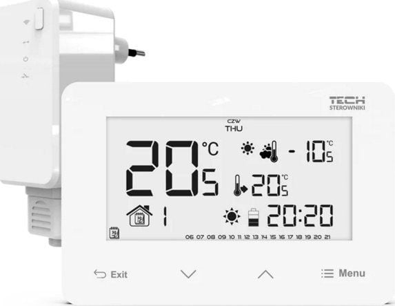 Tech Wireless huoneohjain ST293V2 kaksitilainen (lasinen etupaneeli) valkoinen Tech Wireless huoneohjain ST293V2 kaksitilainen (lasinen etupaneeli) valkoinen