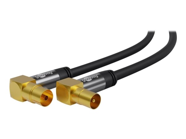 goobay - Antennekabel - IEC-kobling hunn vinklet til IEC-kobling hann vinklet - 3 m - firenivåsskjerming - 135 dB - svart - solid