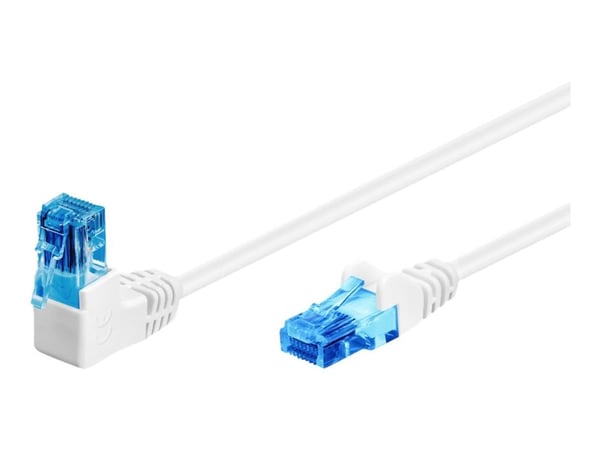 goobay - Koblingskabel - RJ-45 (hann) vinklet til RJ-45 (hann) rett - 50 cm - 5.9 mm - UTP - CAT 6a - halogenfri, rund, flertrådet - hvit