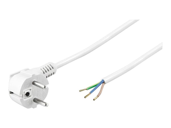 goobay - Virtajohto - virta CEE 7/7 (P) eristämättömään johtoon - AC 250 V - 10 A - 3 m - valkoinen