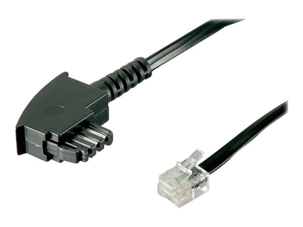 goobay - Telefonkabel - RJ-11/RJ-14 (hann) til TAE-F (hann) - flat - svart