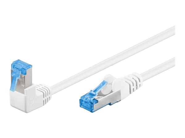 goobay - Koblingskabel - RJ-45 (hann) vinklet til RJ-45 (hann) rett - 2 m - 6 mm - SFTP, PiMF - CAT 6a - halogenfri, rund, flertrådet - hvit
