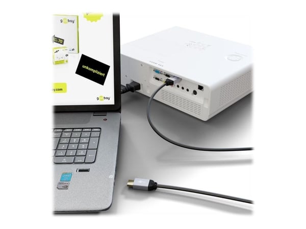 goobay - Adapterkabel - DisplayPort hann til HDMI hann - 1 m - dobbeltisolert - rund, 4K-støtte