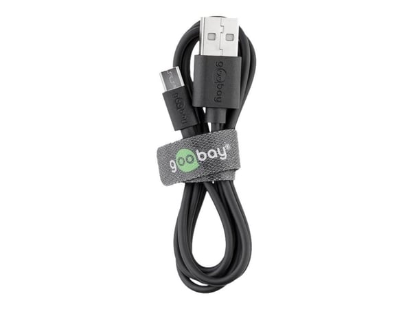 goobay - USB-kabel - Micro-USB type B (hann) til USB (hann) - USB 2.0 - 5 V - 1.5 A - 50 cm - svart