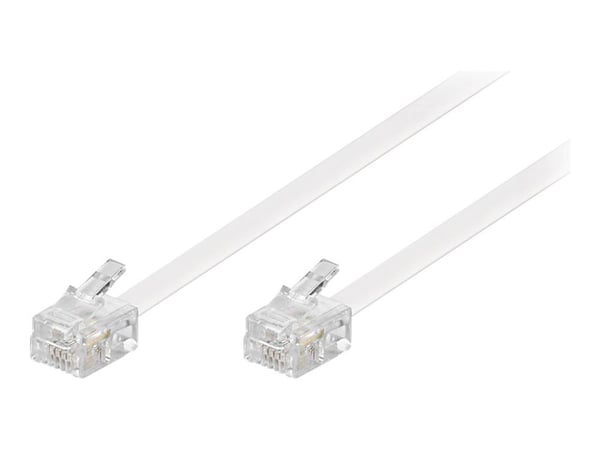 goobay - Puhelinkaapeli - RJ-11 (P) - RJ-11 (P) - 15 m - litteä - valkoinen