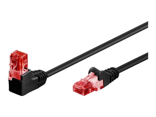goobay - Koblingskabel - RJ-45 (hann) vinklet til RJ-45 (hann) rett - 50 cm - 5.9 mm - UTP - CAT 6 - rund, flertrådet - svart