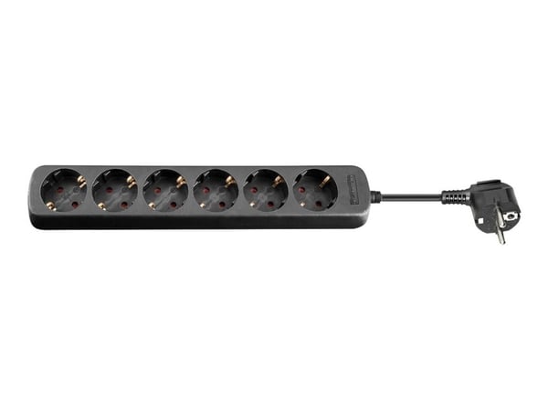 goobay - Effektband - AC 230 V - 3680 Watt - ingång: power CEE 7/7 - utgångskontakter: 6 (CEE 7/4) - 5 m sladd - svart