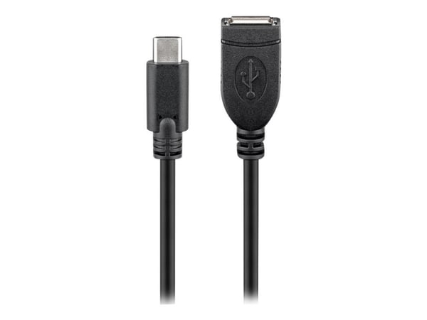 goobay - USB-forlengelseskabel - USB (hunn) til USB-C (hann) - USB 2.0 - 5 V - 3 A - 20 cm - svart