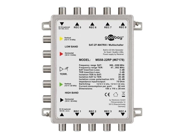 goobay MS58-22RP - Satellitt / jordsignalsmultisvitsj - sølv