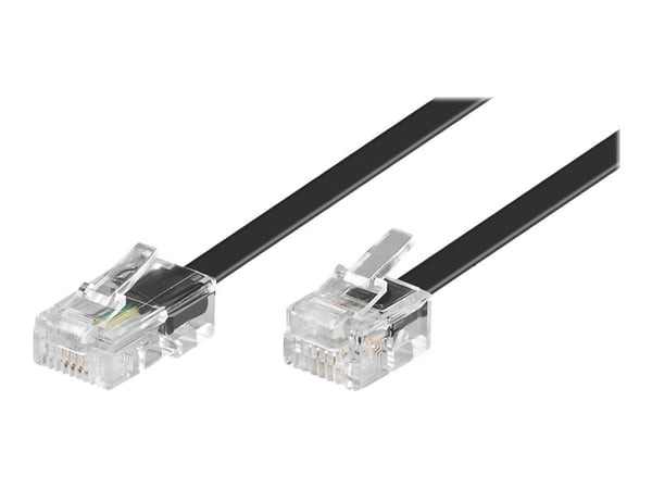goobay Western cable - Telefon/nettverks-kabel - RJ-11/RJ-14 (hann) til RJ-45 (hann) - 15 m - flat - svart
