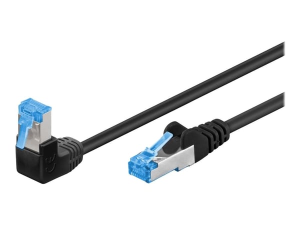 goobay - Koblingskabel - RJ-45 (hann) vinklet til RJ-45 (hann) rett - 1 m - 6 mm - SFTP, PiMF - CAT 6a - halogenfri, rund, flertrådet - svart