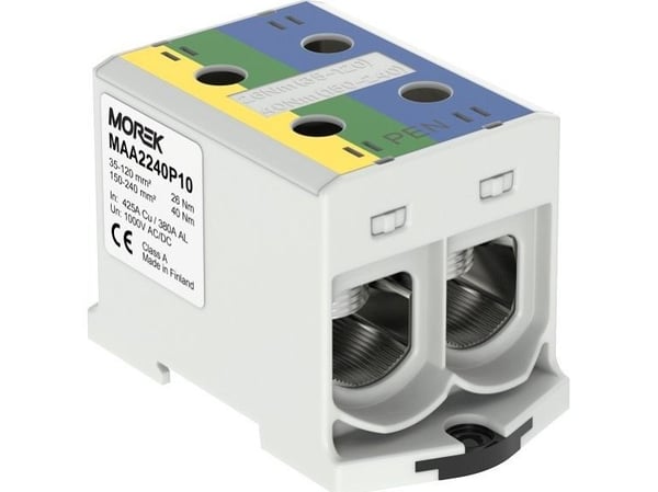 MOREK Liitin OTL-PEN240 kelta-vihreä,sininen 2xAl/Cu 35-240mm² 1000V Yleisliitin TN-C-S asennukseen MAA2240P10