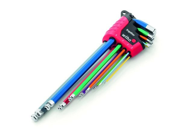 Wiha 43849, L-formet hex-nøkkelsett, Metrisk, 9 stykker, 1.5,2,2.5,3,4,5,6,8,10 mm, 9,1 cm, 10,1 cm