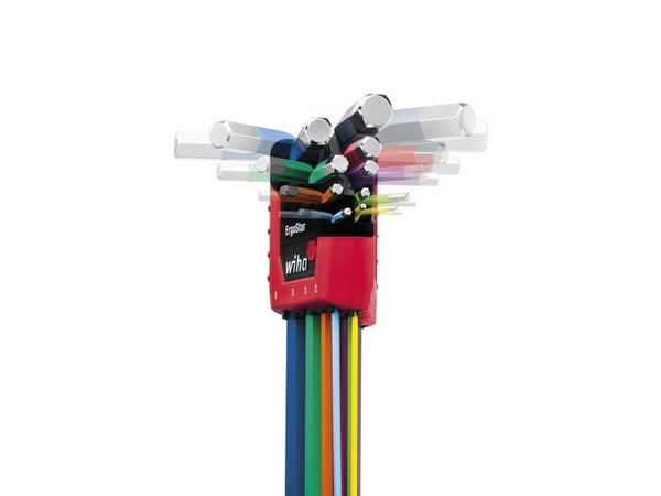Wiha 43849, L-formet hex-nøkkelsett, Metrisk, 9 stykker, 1.5,2,2.5,3,4,5,6,8,10 mm, 9,1 cm, 10,1 cm