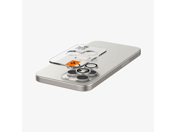 Spigen Optik Pro EZ Fit, Apple, iPhone 15 Pro Max, Transparent, Vit, 2 styck