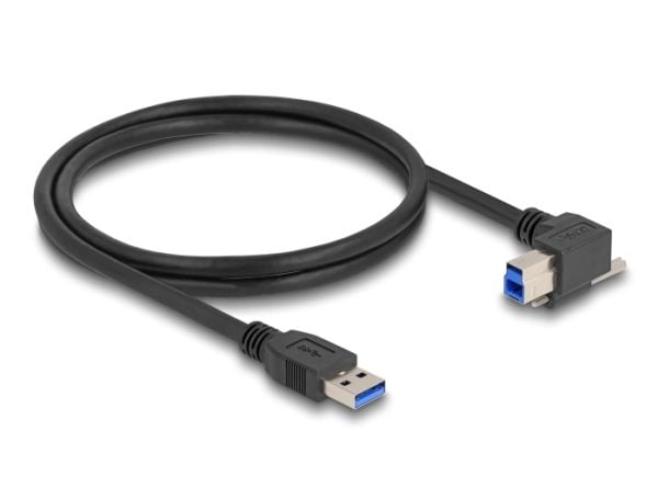 Delock - USB-kabel - USB-type A (hann) rett til USB Type B (hann) høyrevinklet - USB 3.0 - 1 m - tommelskruer, up to 5 Gbps data transfer rate - svart