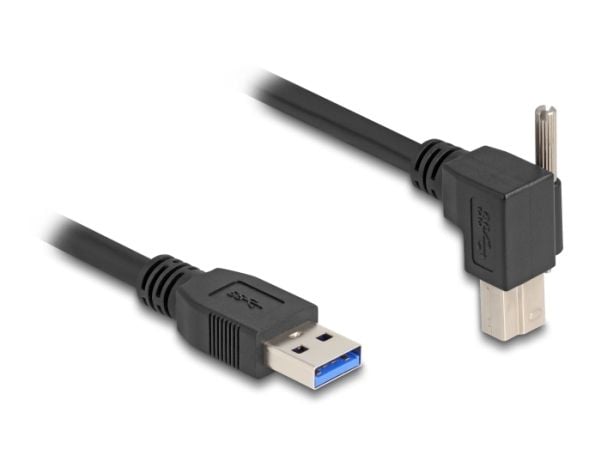 Delock - USB-kabel - USB-type A (hann) rett til USB Type B (hann) høyrevinklet - USB 3.0 - 1 m - tommelskruer, up to 5 Gbps data transfer rate - svart