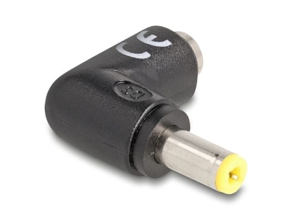 Delock - Strømadapter - 5,5 x 2,5 mm DC-jakk (hann) til 5,5 x 2,5 mm DC-jakk (hunn) vinklet - 20 V - 5 A - svart