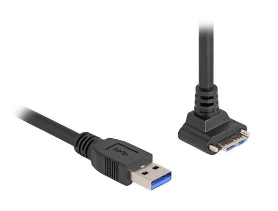 Delock USB 5 Gbps kabel USB Type-A hann rett til USB Micro-B hann med skrueavstand 18 mm 90° vinklet oppover