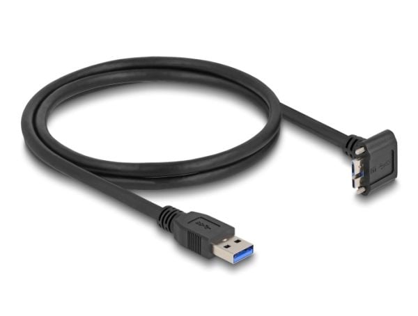 Delock USB 5 Gbps kabel USB Type-A hann rett til USB Micro-B hann med skrueavstand 18 mm 90° vinklet oppover