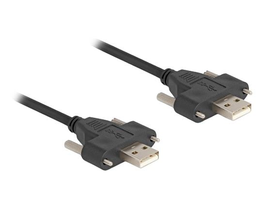 Delock USB 2.0 kaapeli tyyppi A uros uros uros ruuvivälillä 30 mm 1 m musta