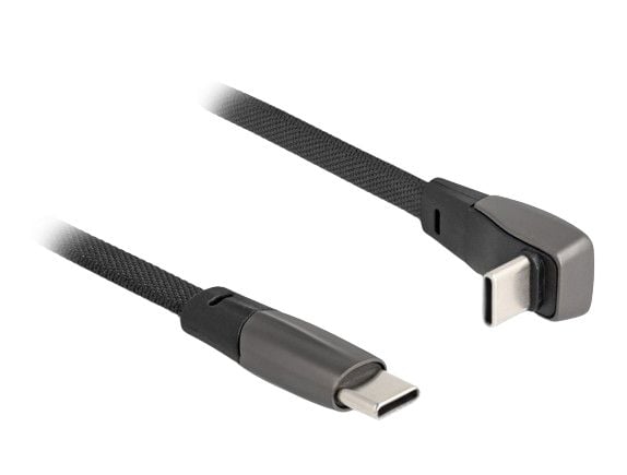 Delock USB 2.0 båndkabel USB Type-C hann til USB Type-C hann vinklet PD 3.0 60 W 1 m svart