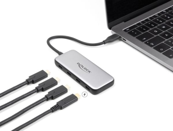 Delock - Hub - 10 Gbps, PD 85W - 4 x USB-C 3.2 Gen 2 - stasjonær