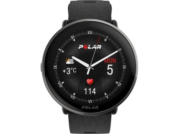 Polar Ignite 3 Titanium - Sportsur med bånd - silikon - svart - båndbredde: S/L - display 1.28" - 32 MB - Bluetooth - 36 g