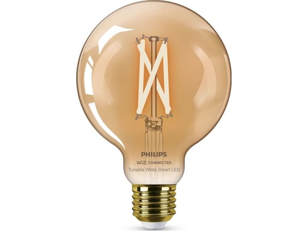 Philips Smart - LED-glödlampa med filament - form: G95 - E27 - 7 W (motsvarande 50 W) - klass F - varmt till kallt vitt ljus - 2000-5000 K - bärnsten