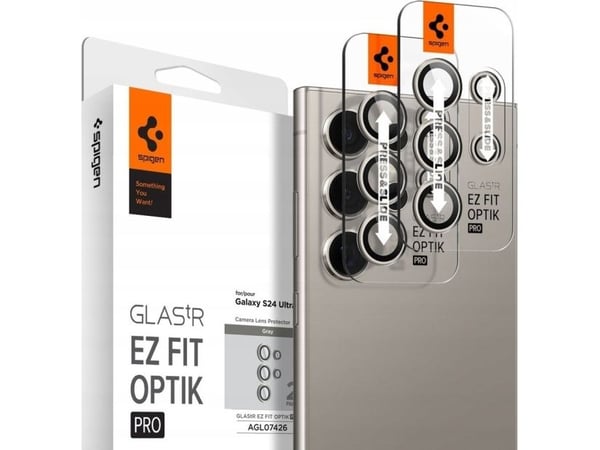Spigen Optik Pro EZ Fit, Samsung, Galaxy S24 Ultra, Pölynkestävä, Naarmuuntumisenkestävä, musta, Läpinäkyvä, 2 kpl