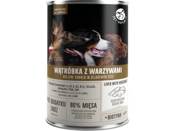 Pet Republic DOG kan LEVER GRØNNSAKER saus /6 1250g