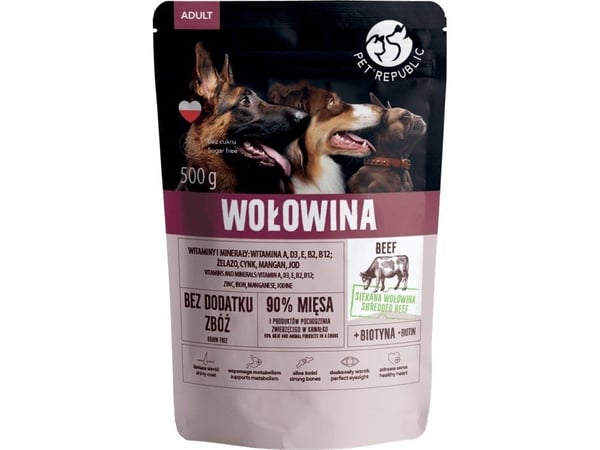 PET REPUBLIC Adult Beef våtfoder för hund 500 g