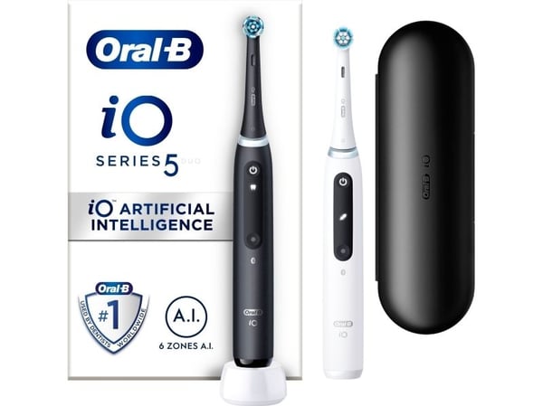 Oral-B iO Series 5 Duo elektriske tannbørster - svart og hvit