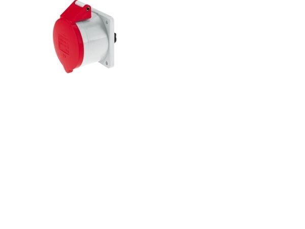 FIX-PRO CEE infälld väggdosa H6 400V 16A 7-polig röd rak, fläns 75x75 mm, skruv förnicklad IP44, polyamid