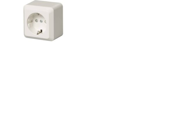 FIX-PRO enkel vägguttag Ocean IP44 med lock och underdel vit 16A 250V Schuko/side-jord och petsäkring