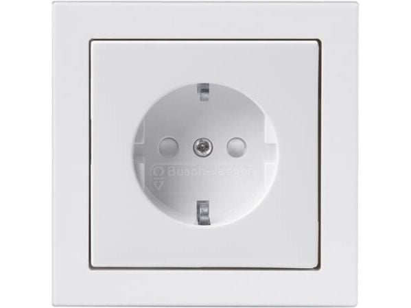 FIX-PRO ABB Impressivo vägguttag, komplett med täckram och ram vit högblank (RAL9016), 16A 250V, Schuko och barnsäkring