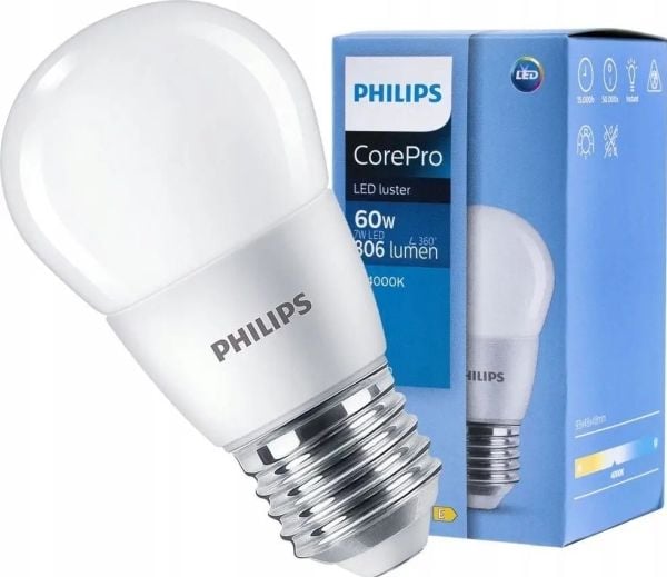 Philips E27 LED-pære 7W CorePro glans ND 7-60W 840 P48 FR 806lm 4000K 929002973202
